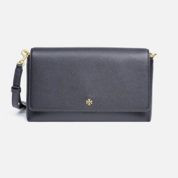 NWT！NEW！Tory Burch Blake Flap Pebbled Leather Crossbody Large Black -Women Bag - Picture 10 of 10